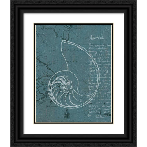 Coastal Blueprint V Dark Black Ornate Wood Framed Art Print with Double Matting by Fabiano, Marco