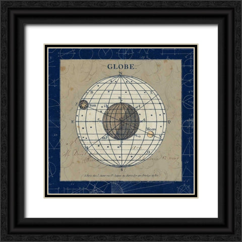 Globe Blue Black Ornate Wood Framed Art Print with Double Matting by Schlabach, Sue