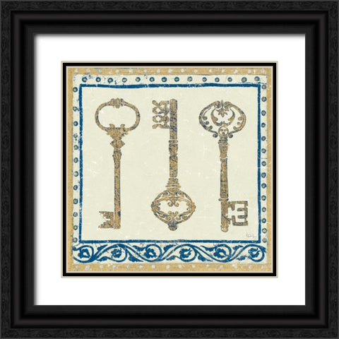 Regal Keys Indigo and Cream Black Ornate Wood Framed Art Print with Double Matting by Meloushka Designs
