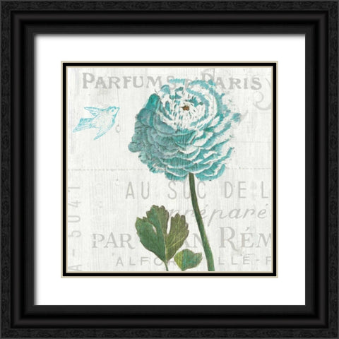 Floral Messages on Wood II Blue Black Ornate Wood Framed Art Print with Double Matting by Schlabach, Sue