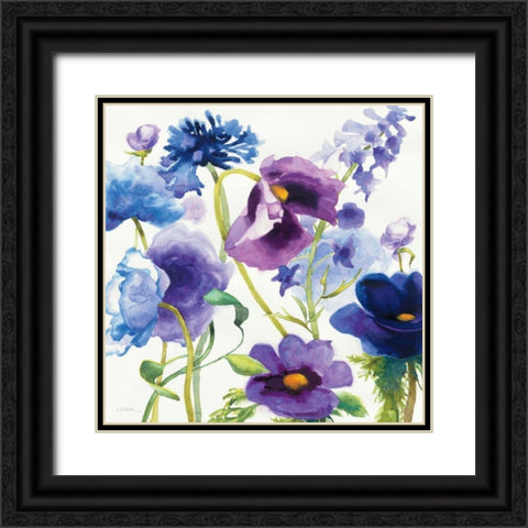 Blue and Purple Mixed Garden I Black Ornate Wood Framed Art Print with Double Matting by Novak, Shirley