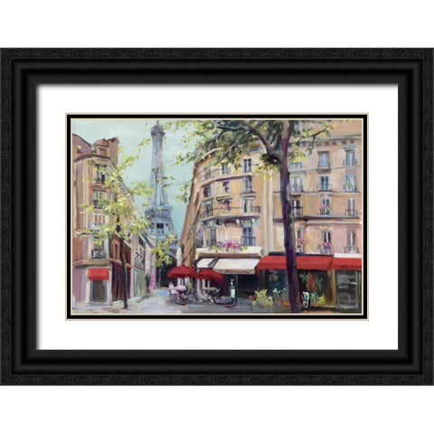 Springtime in Paris Black Ornate Wood Framed Art Print with Double Matting by Hageman, Marilyn