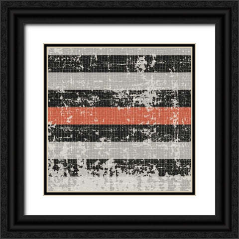 Geometric Patchwork Puree Pumpkin Square III Black Ornate Wood Framed Art Print with Double Matting by Pela Studio