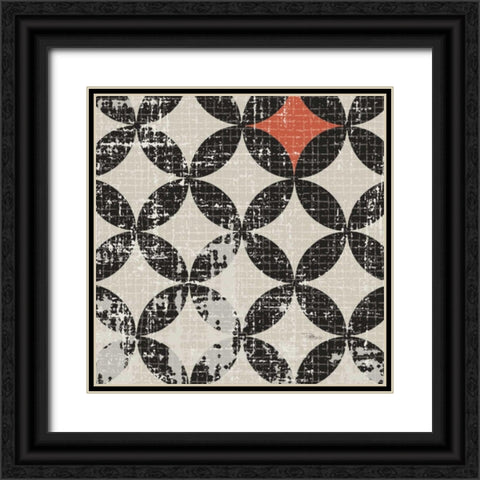 Geometric Patchwork Puree Pumpkin Square V v.2 Black Ornate Wood Framed Art Print with Double Matting by Pela Studio