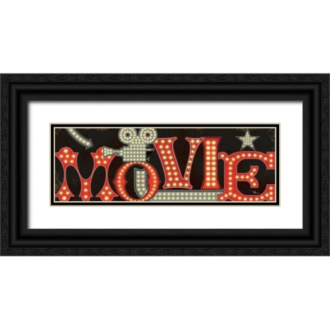 Movie Lights II Black Ornate Wood Framed Art Print with Double Matting by Pela Studio