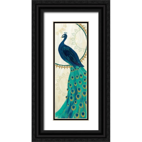 Proud as a Peacock IV Black Ornate Wood Framed Art Print with Double Matting by Charron, Veronique