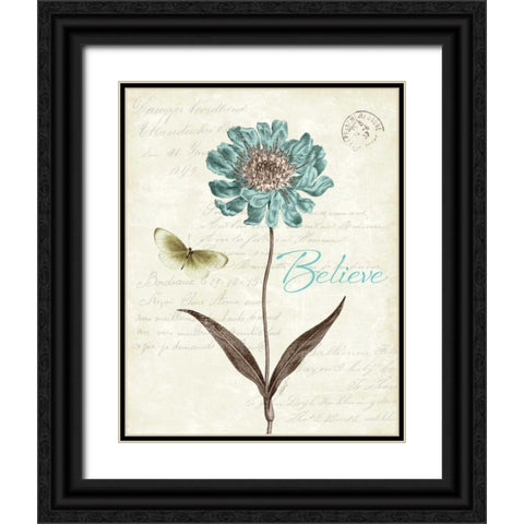 Slated Blue IV Believe Black Ornate Wood Framed Art Print with Double Matting by Pertiet, Katie