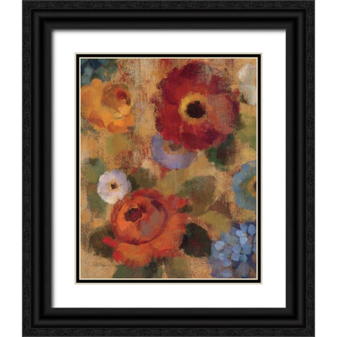 Jacquard Floral II Crop Black Ornate Wood Framed Art Print with Double Matting by Vassileva, Silvia