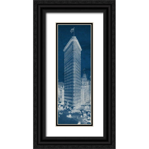 Flat Iron 1909 Blueprint Panel Black Ornate Wood Framed Art Print with Double Matting by Wild Apple Portfolio