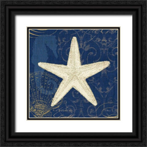 Coastal Moonlight I Teal Center Black Ornate Wood Framed Art Print with Double Matting by Pela Studio