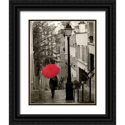 Paris Stroll II Black Ornate Wood Framed Art Print with Double Matting by Schlabach, Sue