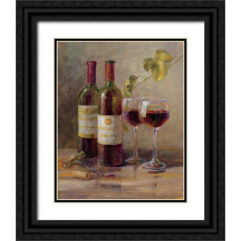 Opening the Wine I Black Ornate Wood Framed Art Print with Double Matting by Nai, Danhui
