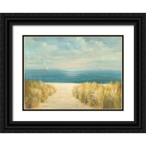 Seascape with Boat Black Ornate Wood Framed Art Print with Double Matting by Danhui, Nai