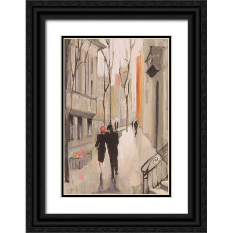 Village Promenade Neutral Black Ornate Wood Framed Art Print with Double Matting by Purinton, Julia