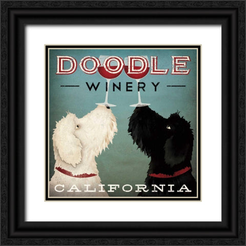 Doodle Wine Black Ornate Wood Framed Art Print with Double Matting by Fowler, Ryan