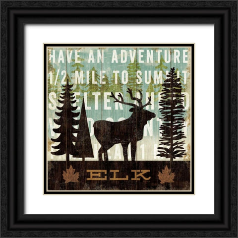 Simple Living Elk Black Ornate Wood Framed Art Print with Double Matting by Mullan, Michael