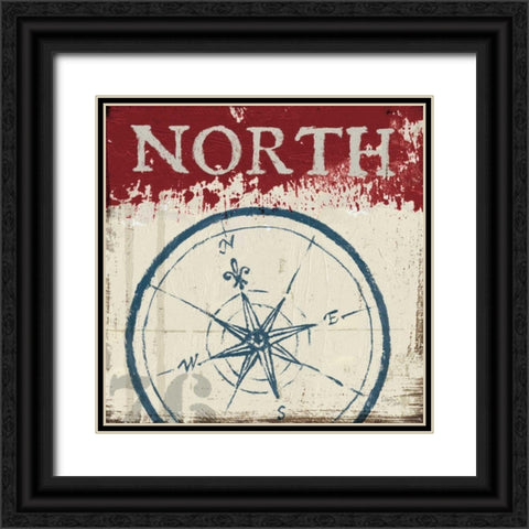 Nautical I Red Black Ornate Wood Framed Art Print with Double Matting by Wellington Studio