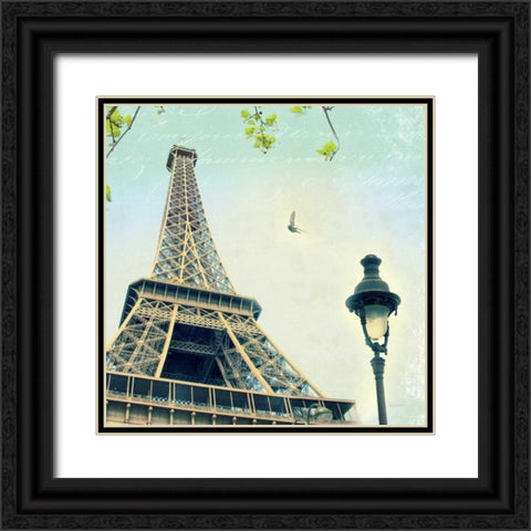 Paris Eiffel Letter Black Ornate Wood Framed Art Print with Double Matting by Schlabach, Sue