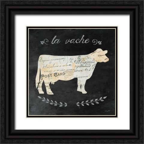 La Vache Cameo Sq Black Ornate Wood Framed Art Print with Double Matting by Prahl, Courtney
