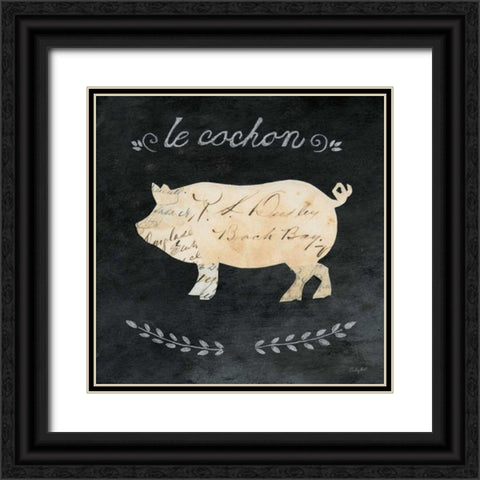 Le Cochon Cameo Sq Black Ornate Wood Framed Art Print with Double Matting by Prahl, Courtney