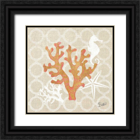 Beach Linen Coral Black Ornate Wood Framed Art Print with Double Matting by Studio Bella