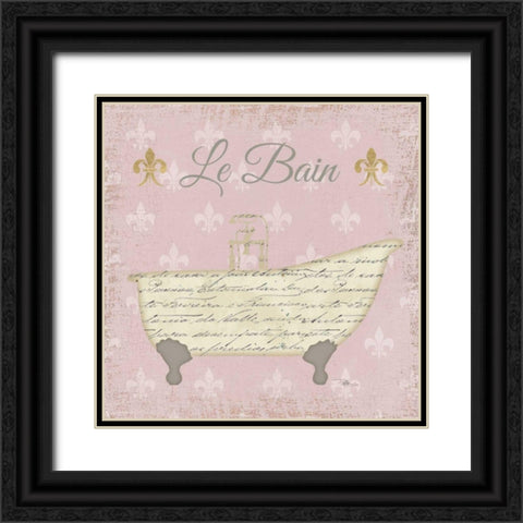 Vintage Bath VI Fleur Pink Black Ornate Wood Framed Art Print with Double Matting by Pela Studio