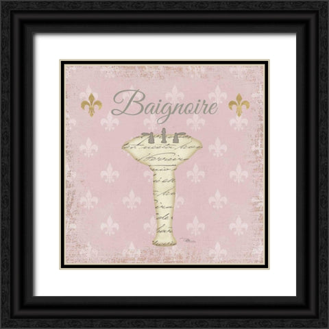 Vintage Bath VII Fleur Pink Black Ornate Wood Framed Art Print with Double Matting by Pela Studio