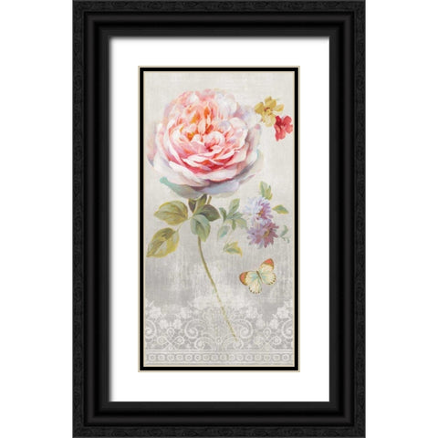 Textile Floral III Black Ornate Wood Framed Art Print with Double Matting by Nai, Danhui