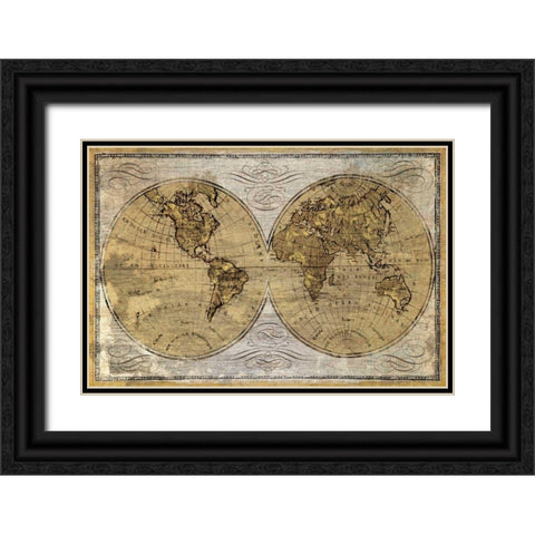 Worldwide I Black Ornate Wood Framed Art Print with Double Matting by Wioens, James