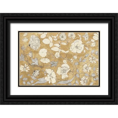 Floral Joy II Black Ornate Wood Framed Art Print with Double Matting by Wild Apple Portfolio