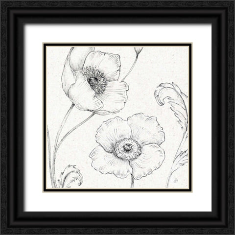 Blossom Sketches I Black Ornate Wood Framed Art Print with Double Matting by Brissonnet, Daphne