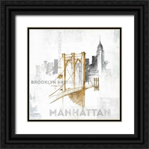 Brooklyn Bridge Black Ornate Wood Framed Art Print with Double Matting by Tillmon, Avery