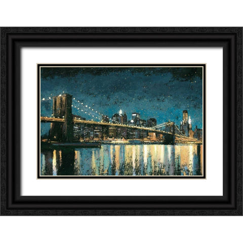 Bright City Lights Blue I Black Ornate Wood Framed Art Print with Double Matting by Wiens, James