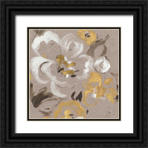 Brushed Petals II Gold  Black Ornate Wood Framed Art Print with Double Matting by Pela