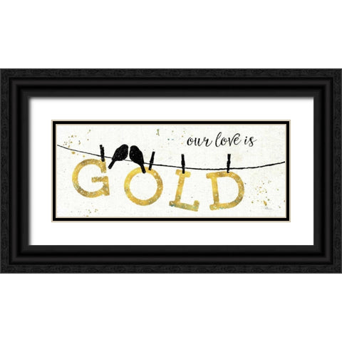 Shine Like Gold II Black Ornate Wood Framed Art Print with Double Matting by Pela Studio