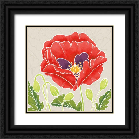 Sunshine Poppies III Black Ornate Wood Framed Art Print with Double Matting by DeNeige, Elyse
