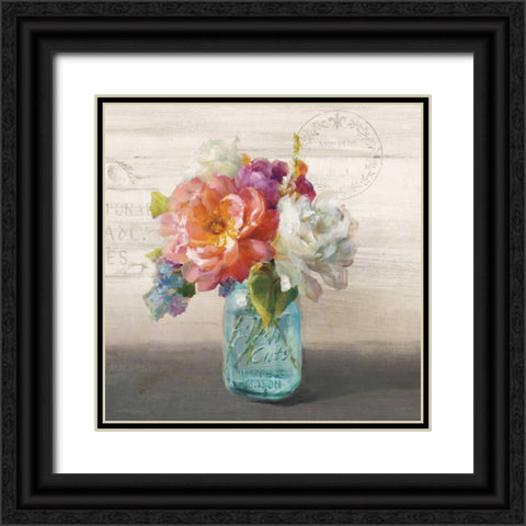 French Cottage Bouquet I  Black Ornate Wood Framed Art Print with Double Matting by Nai, Danhui