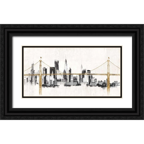Bridge and Skyline  Black Ornate Wood Framed Art Print with Double Matting by Tillmon, Avery