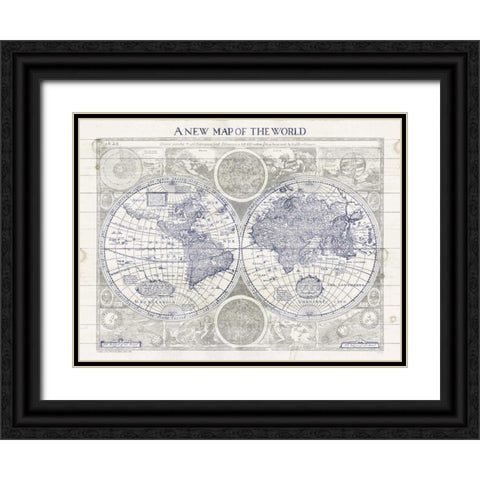 A New Map of the World Black Ornate Wood Framed Art Print with Double Matting by Schlabach, Sue