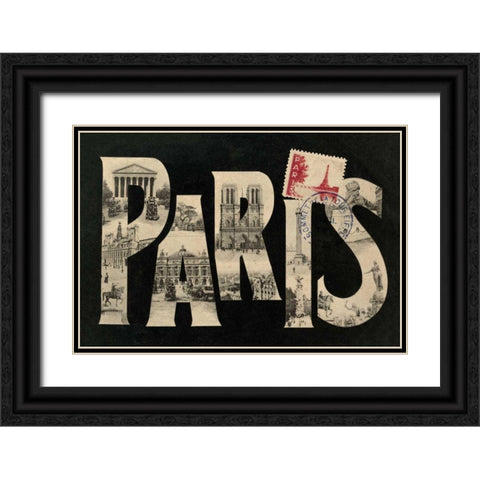 Postcard from Paris Black Ornate Wood Framed Art Print with Double Matting by Wild Apple Portfolio