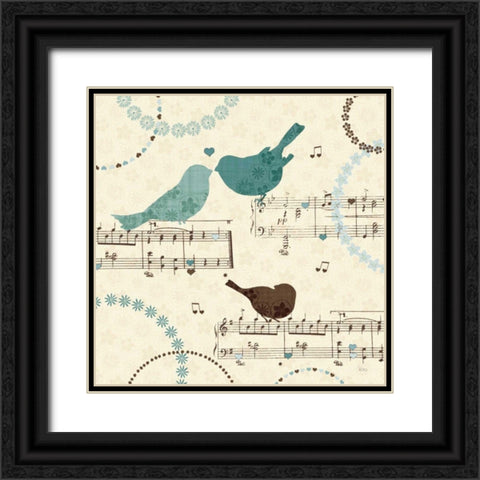 Song Birds I Black Ornate Wood Framed Art Print with Double Matting by Charron, Veronique