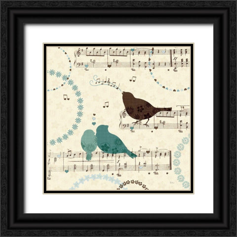 Song Birds II Black Ornate Wood Framed Art Print with Double Matting by Charron, Veronique