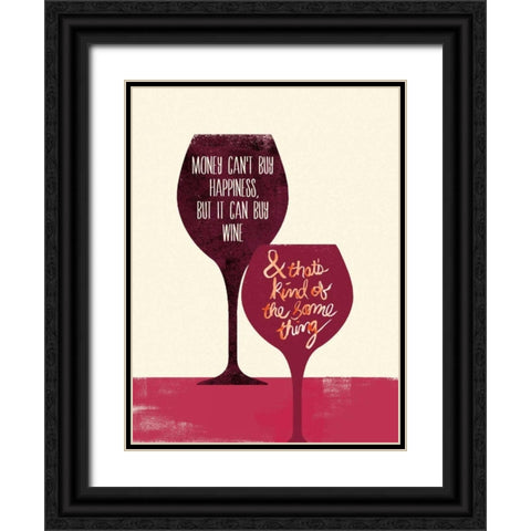 Cant Buy Happiness Black Ornate Wood Framed Art Print with Double Matting by Studio Bella