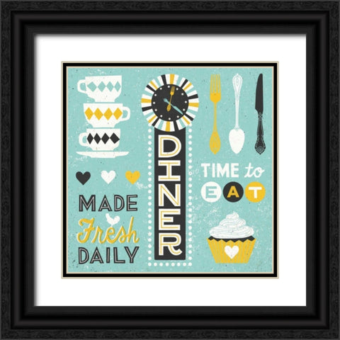 Retro Diner Collection Pattern Master Black Ornate Wood Framed Art Print with Double Matting by Mullan, Michael