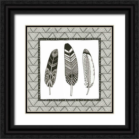 Geo Feathers I  Black Ornate Wood Framed Art Print with Double Matting by Miller, Sara Zieve