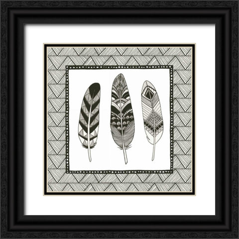 Geo Feathers IV  Black Ornate Wood Framed Art Print with Double Matting by Miller, Sara Zieve