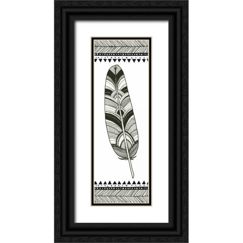 Geo Feathers I  Black Ornate Wood Framed Art Print with Double Matting by Miller, Sara Zieve