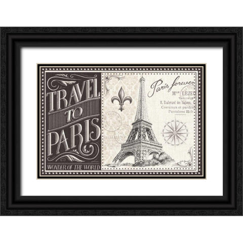 Bonjour Paris I Black Ornate Wood Framed Art Print with Double Matting by Penner, Janelle