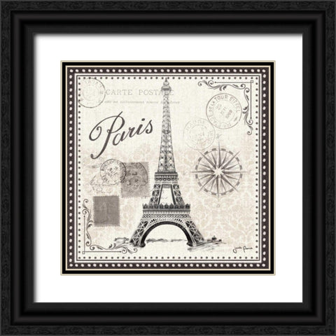 Bonjour Paris IV Black Ornate Wood Framed Art Print with Double Matting by Penner, Janelle