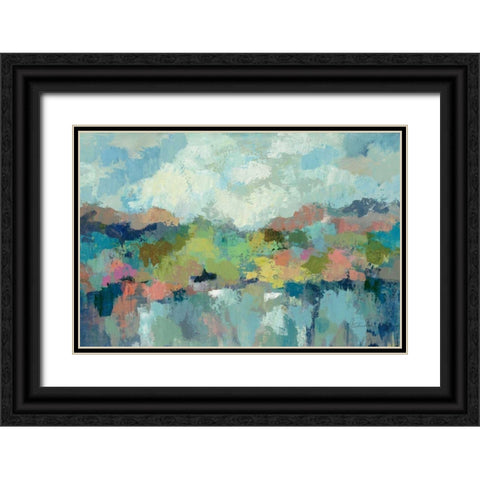 Abstract Lakeside Black Ornate Wood Framed Art Print with Double Matting by Vassileva, Silvia